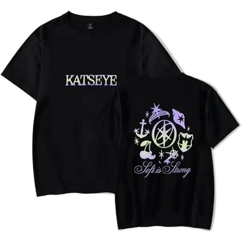2025 Katseye Merch Distressed Tee Unisex Fashion Pop Music Short Sleeve Shirt Sweatwear Streetshirt Cool Summer T-Shirt Tops